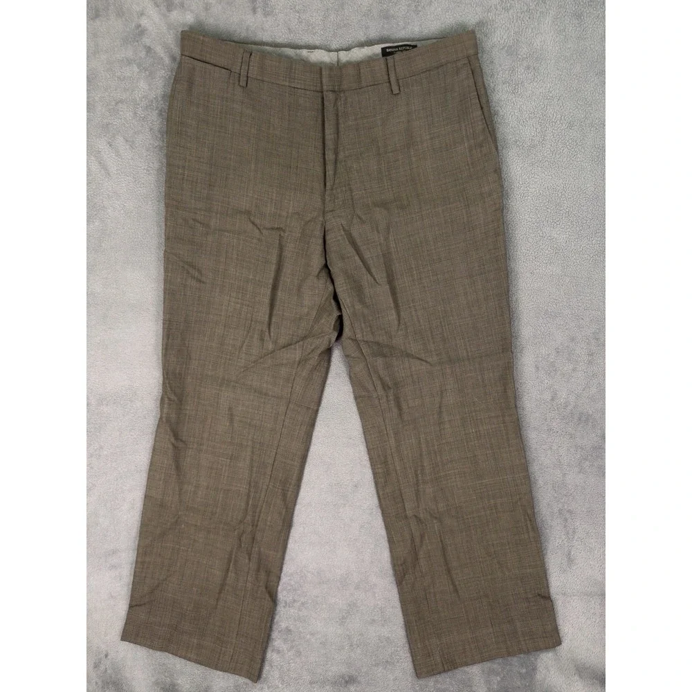 Banana‎ Republic Dress Pants Mens 36x30 Brown Houndstooth Classic 100% Wool